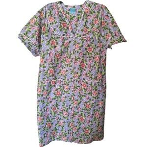 Carol's Collection Housecoat Robe Mumu Size Medium Floral Modest Grannycore
